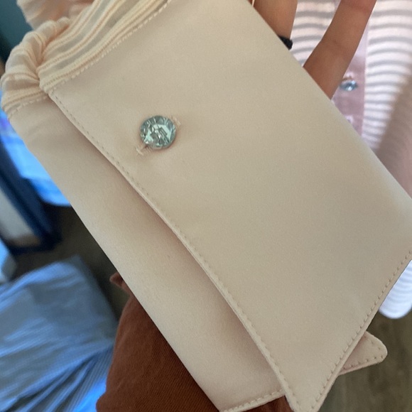 NWT JS collection sheer blush pick rhinestone button down satin collar & cuff 24 - Picture 4 of 9